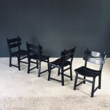 Brutalist dining chairs by Dittmann for Awa Radbound, Netherlands, 1970s, set of 6.