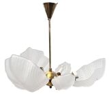 Beautiful chandelier, leaf type, Železny Brod Sklo ZBS, Czechoslovakia, 1970s.