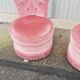 Paire de chauffeuses vintage tissu rose