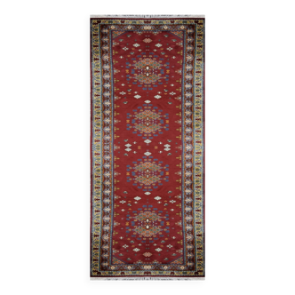 Large Handmade Tunisian Runner Rug: 0.89 X 3.80 Meters