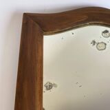 Miroir glace ancienne, bois chapeau de gendarme