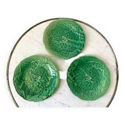 Trio of dessert plates gien model leaves in slip 50s