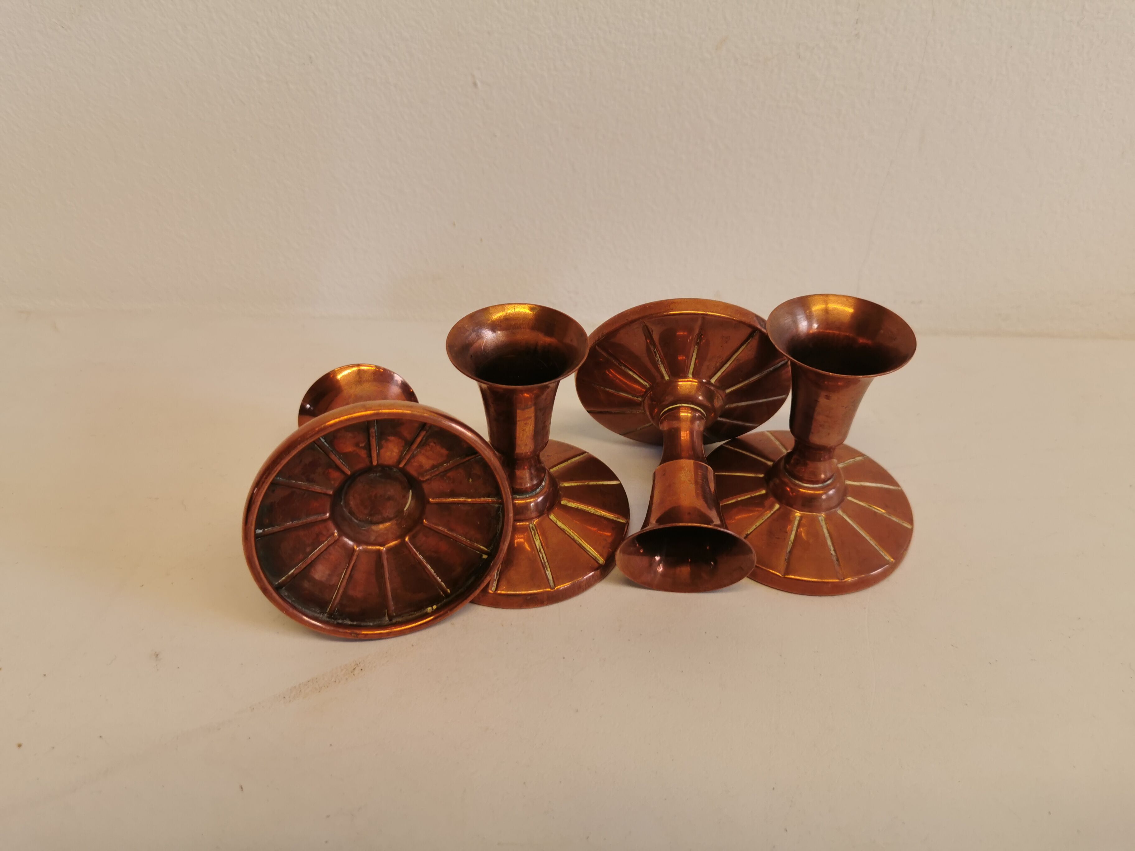 Candlesticks made of copper, Danish design, estimated from the 60s.