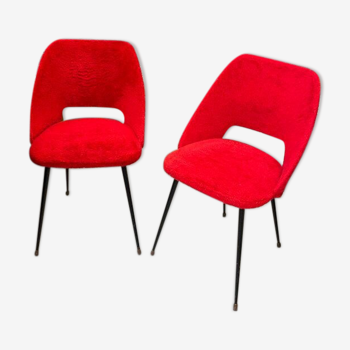 Pair of red armchairs 80s