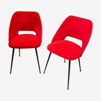 Paire de fauteuils rouges années 80