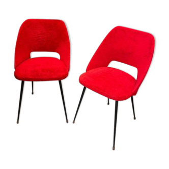 Pair of red armchairs 80s