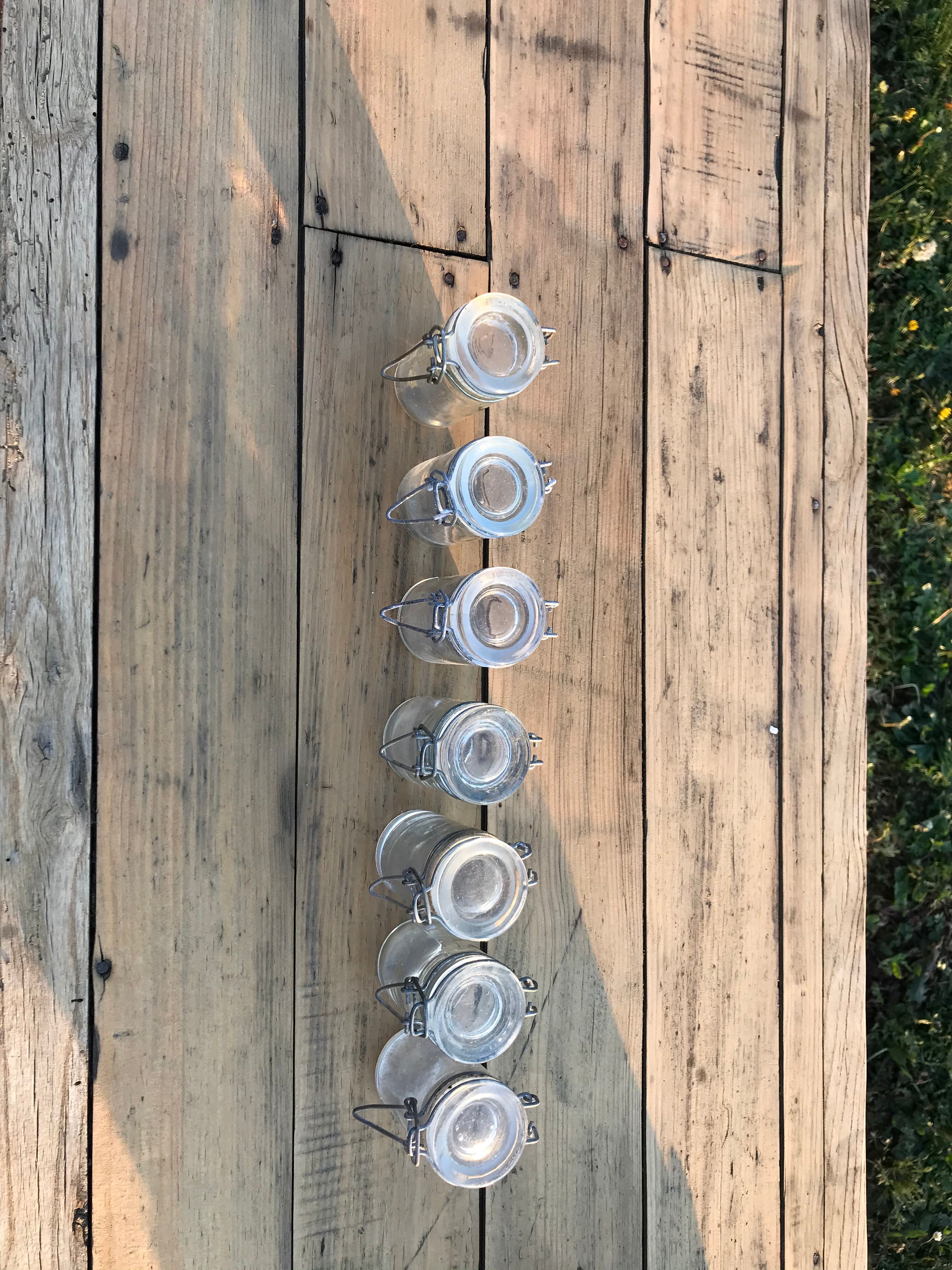 Lot of seven small vintage jars