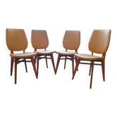 Chaises scandinaves skai et pieds compas en bois années 60