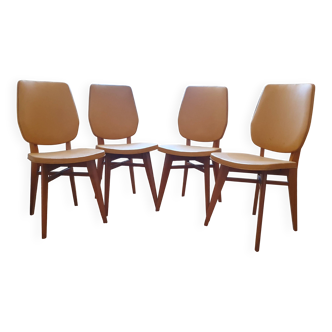 Scandinavian skai chairs with wooden splayed legs from the 1960s.