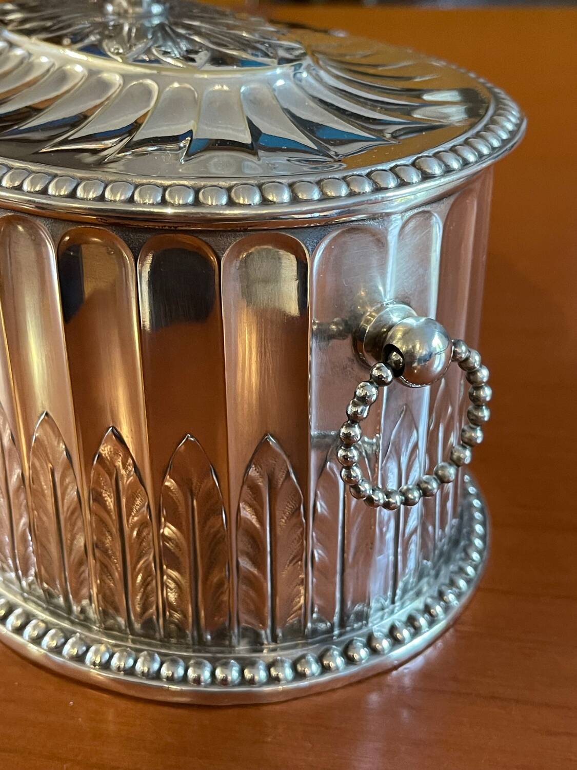 Christofle Gallia, large biscuit tin, early 20th century