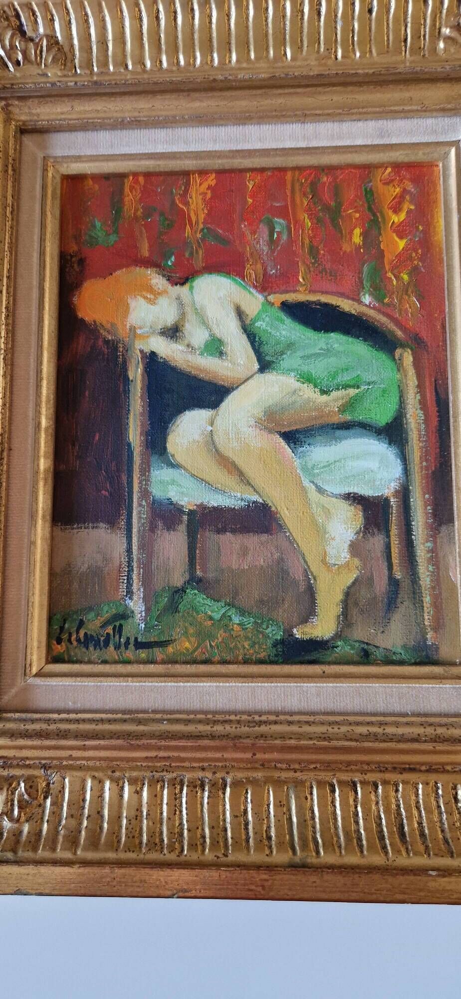Oil on canvas "Sleeping Woman" Guy Le Corroller