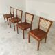 Série de 4 chaises bois et sangles par Krasna Jizba Année 40