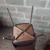 Set of 4 designer chairs from the 60s, chrome and fabrics