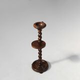 Art Deco Oak Ashtray on Hand-Turned Base, France, 1930s