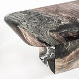 Vintage veined marble coffee table. Fully restored. Italy, 1910s.