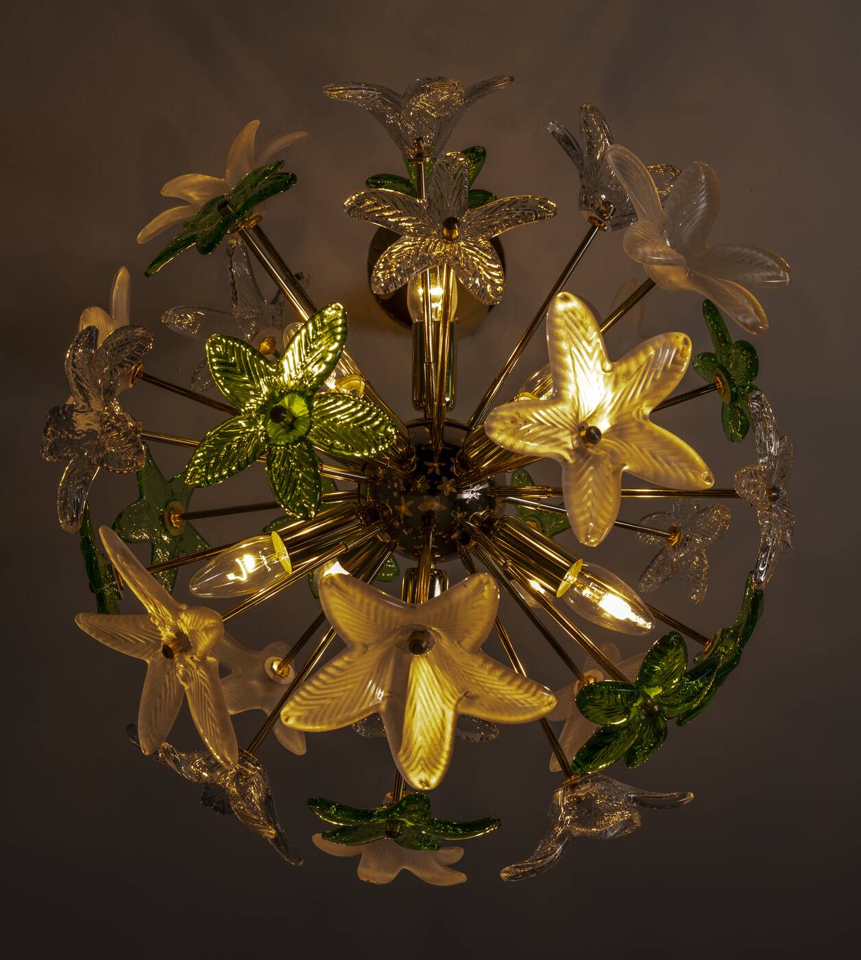 Sculptural Floral Glass Chandelier, Czechoslovakia, 1970s–1980s