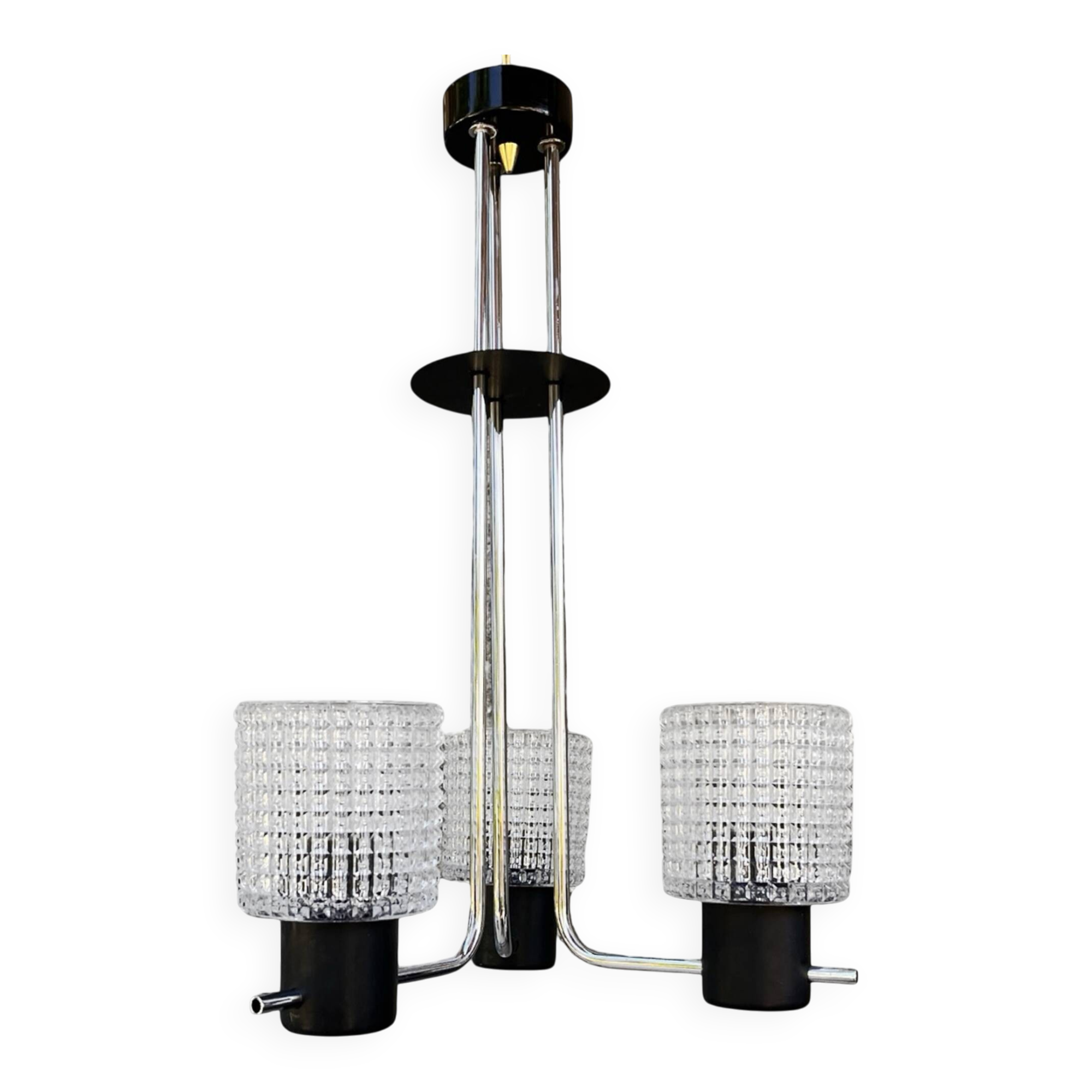 Elektroinstala Jílové pendant lamp, Czechoslovakia, 1970s, embossed glass