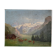 Painting mountain landscape, cows, small cottage...