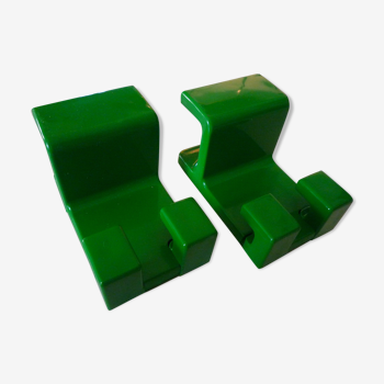 Pair of vintage green hook 70s, design Olaf von Bohr