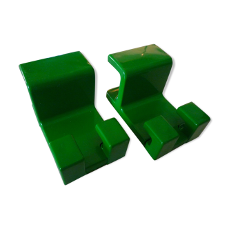 Pair of vintage green hook 70s, design Olaf von Bohr