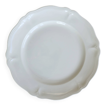 Plat de service rond vintage faïence ivoire à marli chantourné