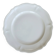 Round vintage ivory earthenware serving dish with scalloped rim.