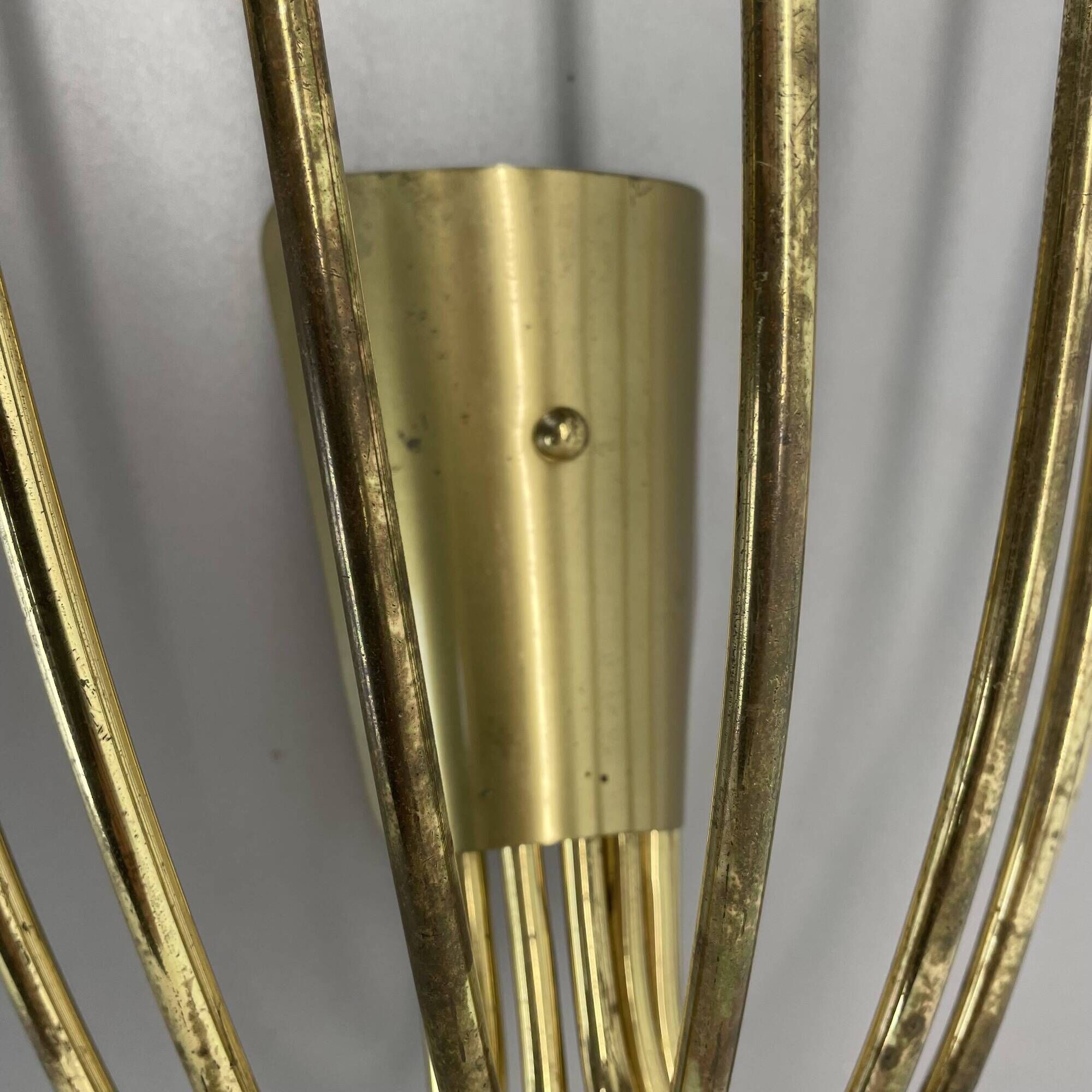 No.1 large 54cm stilnovo style brass theatre wall light sconce, italy, 1950