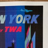 "Fly Twa New York" print by artist David Klein, California, 1960