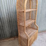 Emmanuelle style vintage rattan wicker bookcase