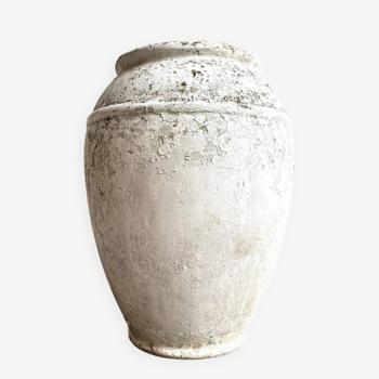 Jardinière, grand pot en béton blanchi, années 1950