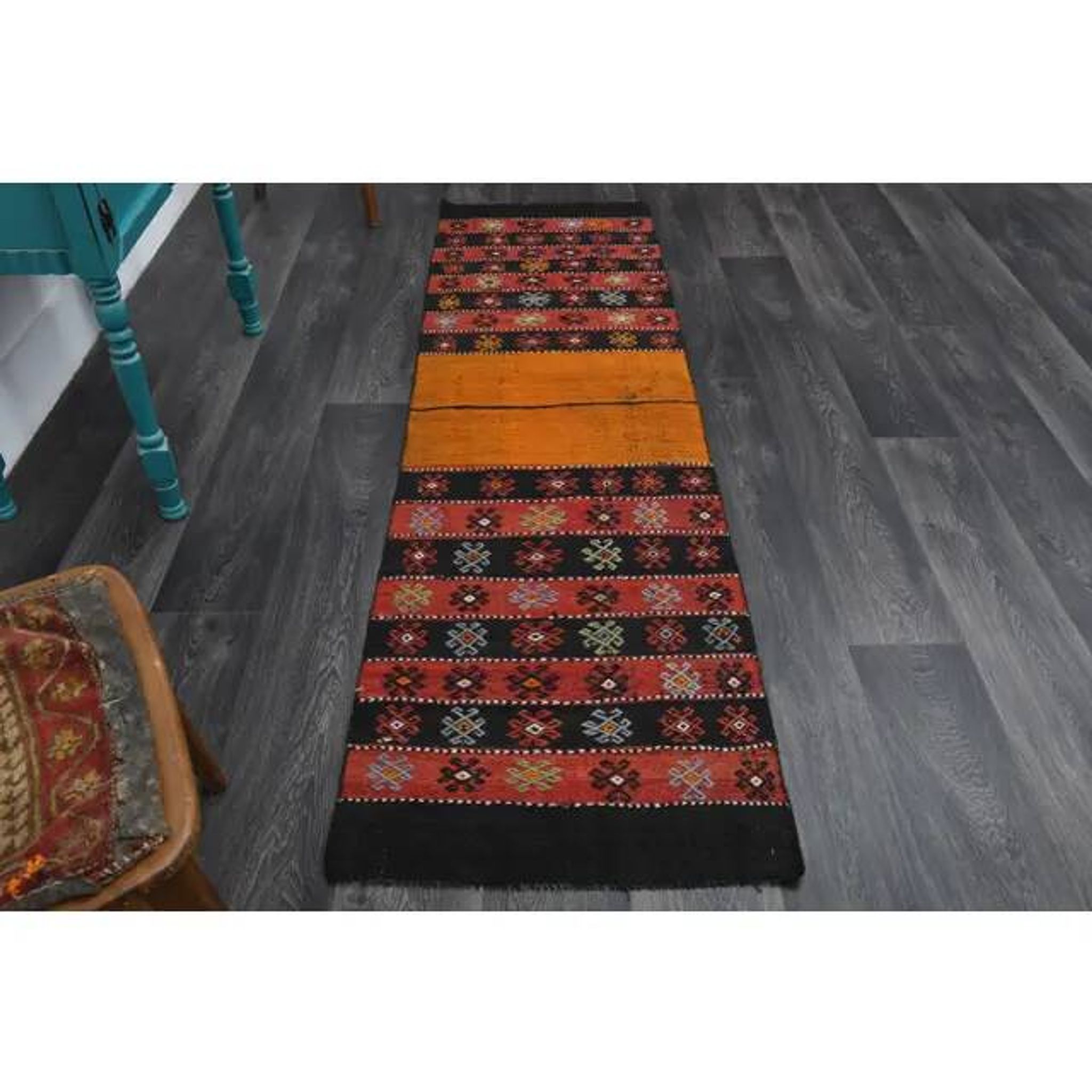 1970s Turkish Oushak Handmade Wool Cotton Red Runner Rug 65x229