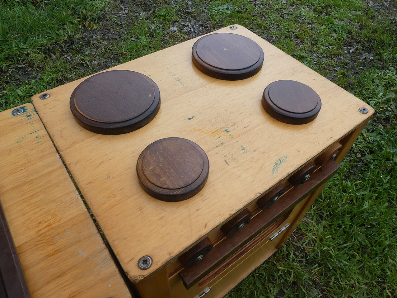 Vintage wooden children's school kitchen set
