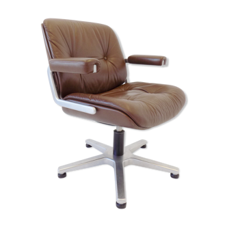 Chaise de bureau en cuir brun de Martin Stoll par Karl Dittert