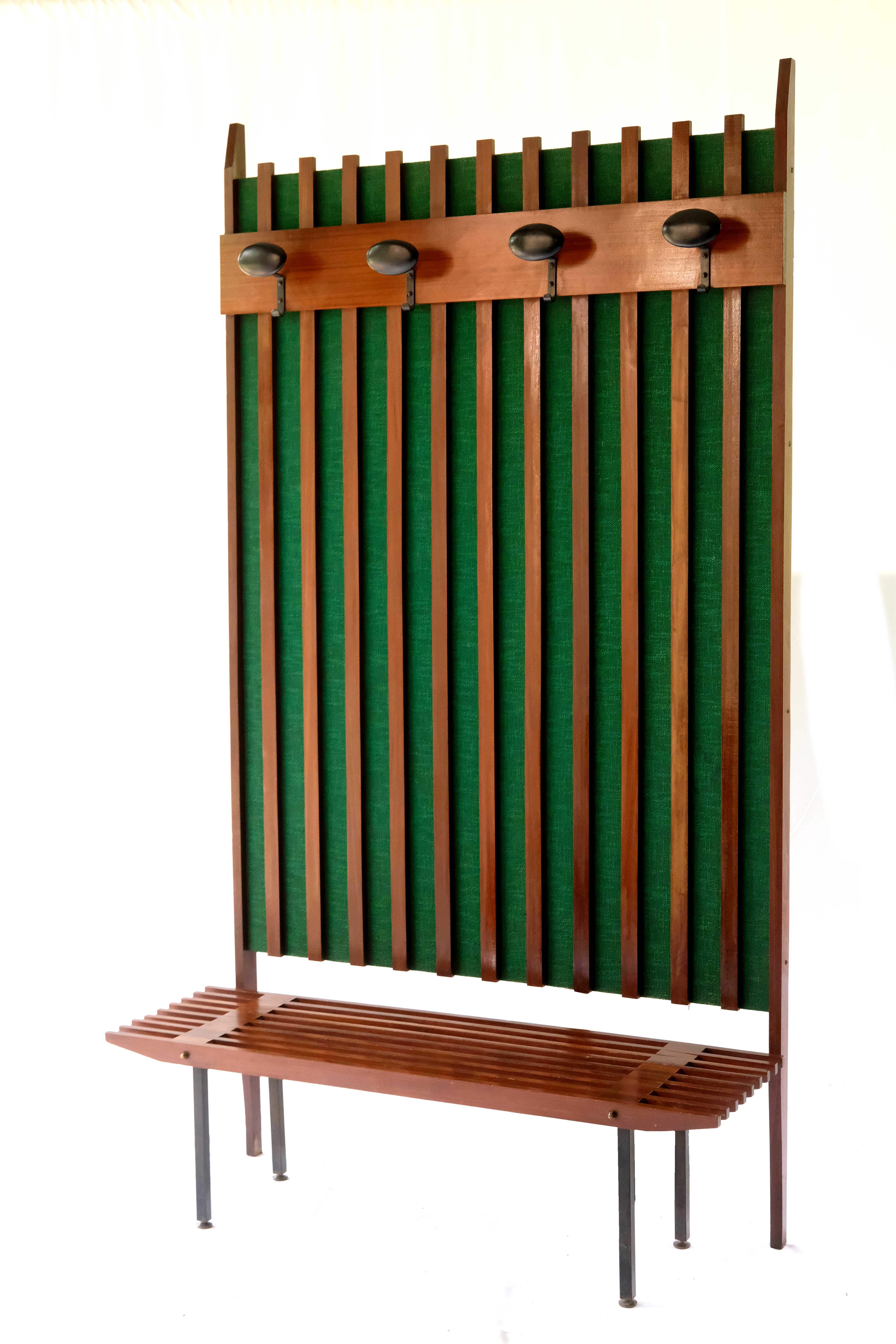 Vintage Wall-Mounted Hall-Stand with a Bench, Italy 1970's