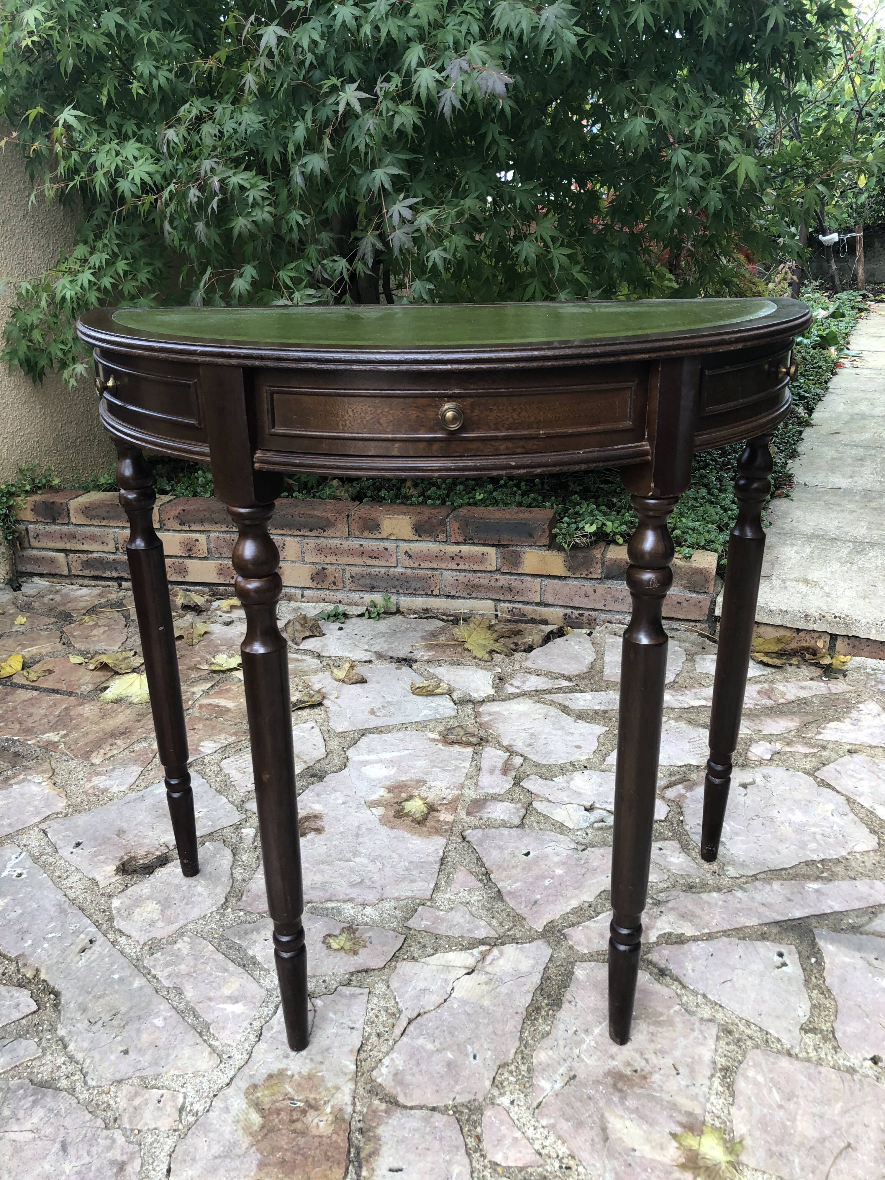 Wooden half moon console