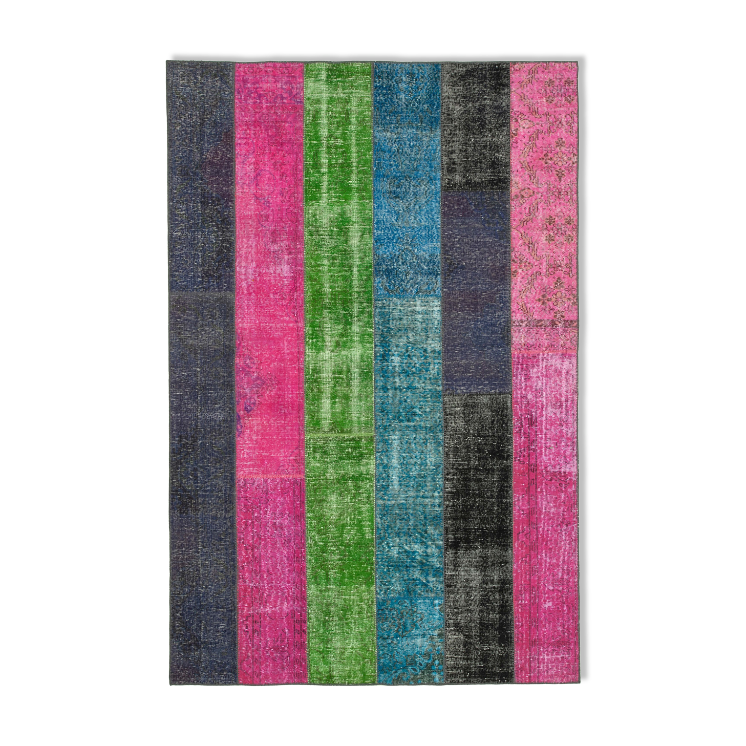 Hand-knotted anatolian contemporary 200 cm x 300 cm multicolor patchwork carpet