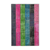 Hand-knotted anatolian contemporary 200 cm x 300 cm multicolor patchwork carpet