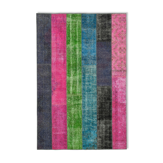 Tapis anatolien contemporain noué à la main 200 cm x 300 cm tapis patchwork multicolore