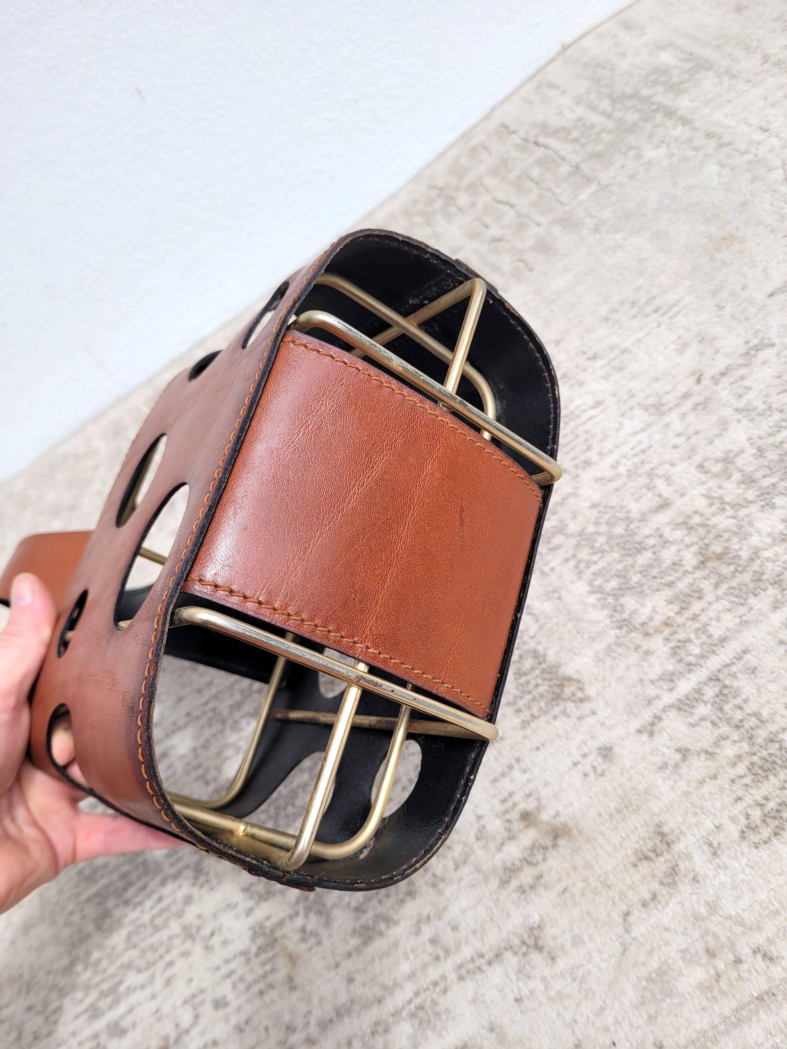 Modernist leather bottle holder 1960
