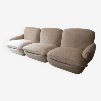 3-seater modular sofa in French terry-style wool fabric, airborne 1970