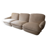 Canapé modulable 3 places en tissu laine esprit bouclette, airborne 1970