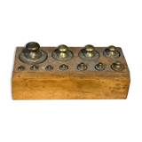 Complete series of brass weights for scales
