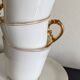 5 antique porcelain espresso cups in aqua green and gold trim