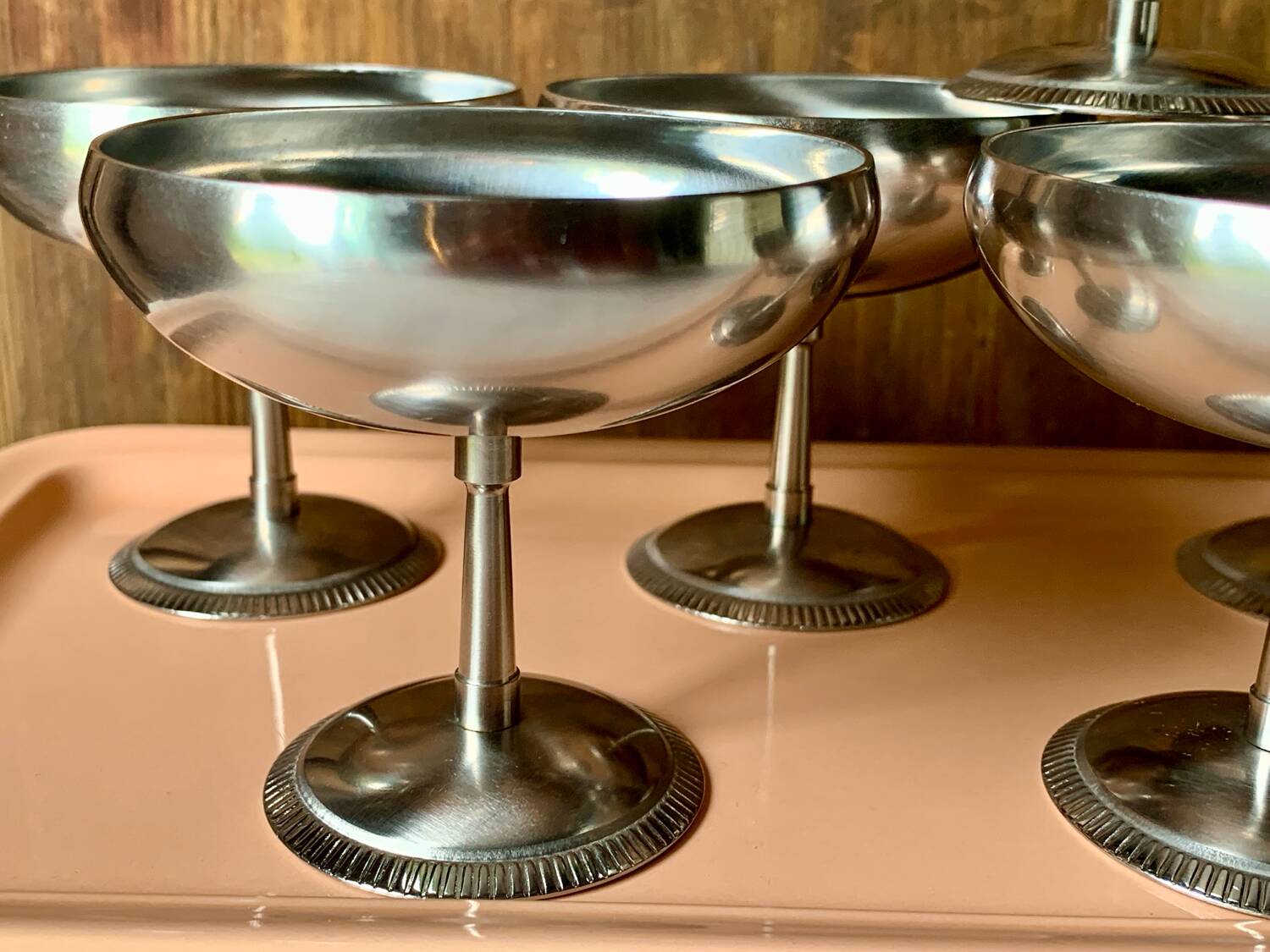8 vintage Letang Remy stainless steel ice cream cups