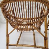 Pair of rattan basket armchairs, 1960s