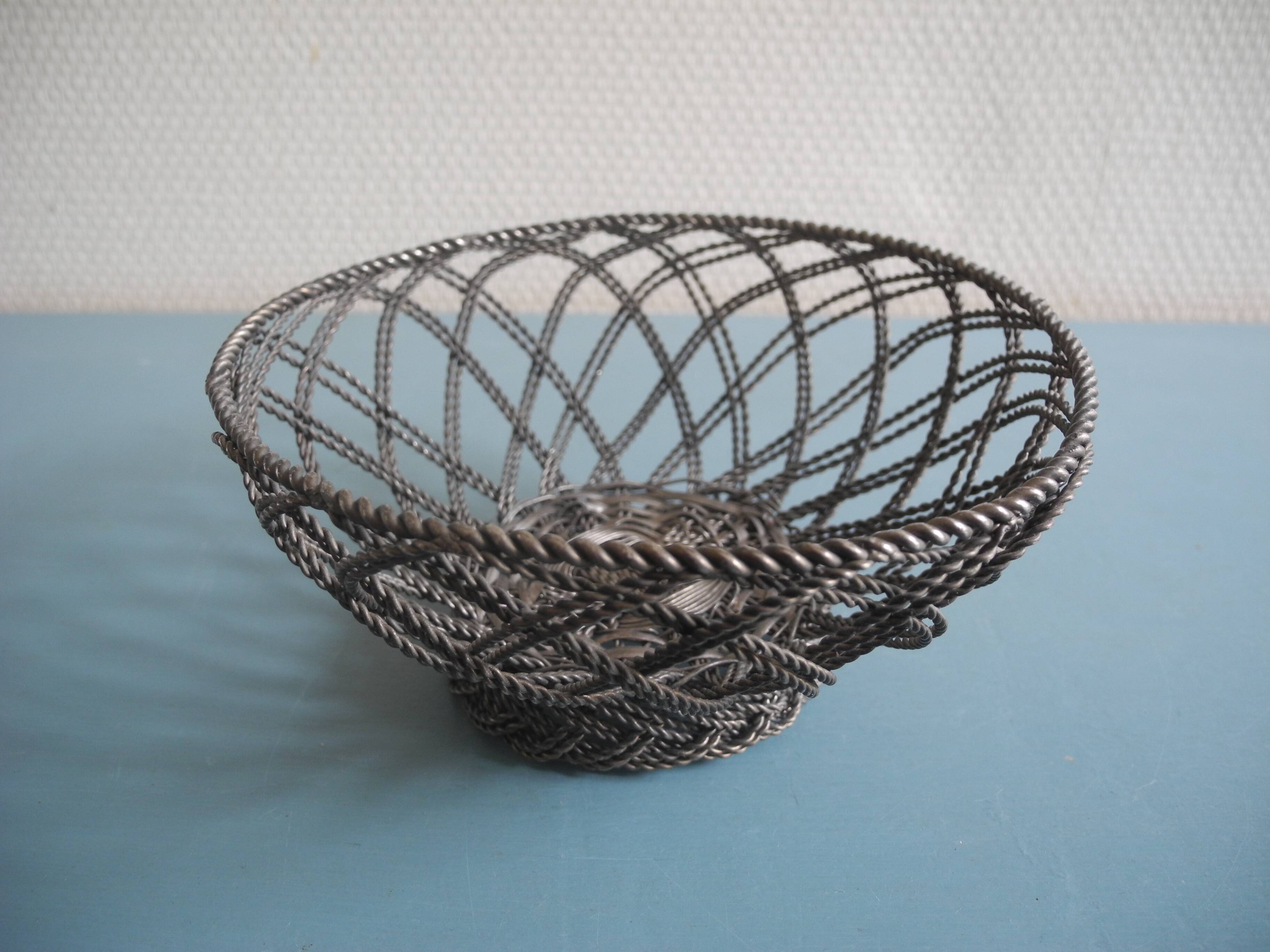 silver-plated metal basket vintage