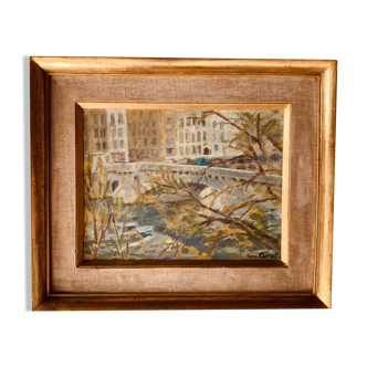 Painting by René Levrel - "Pont de la Tournelle"