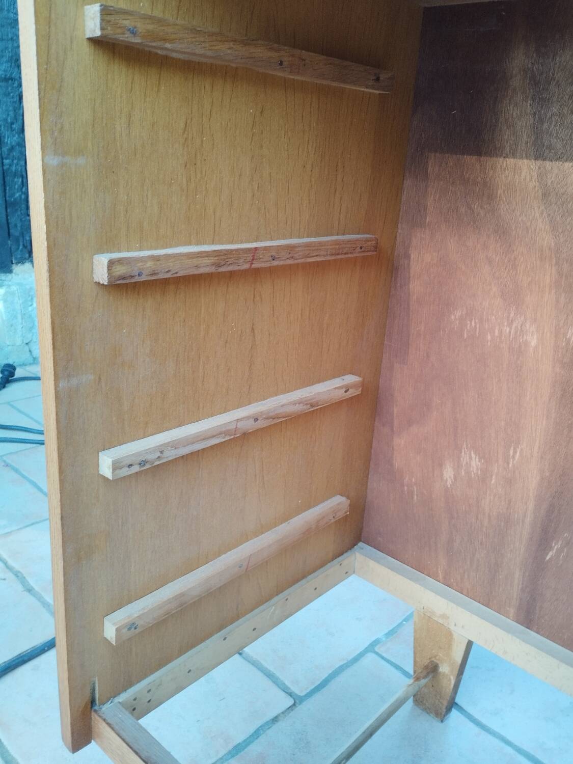 Old vintage chest of drawers with compass feet