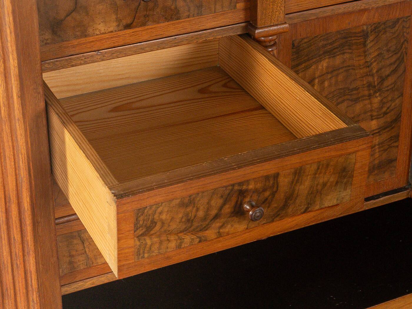 Antique secretary desk from the 1880s, walnut, restored