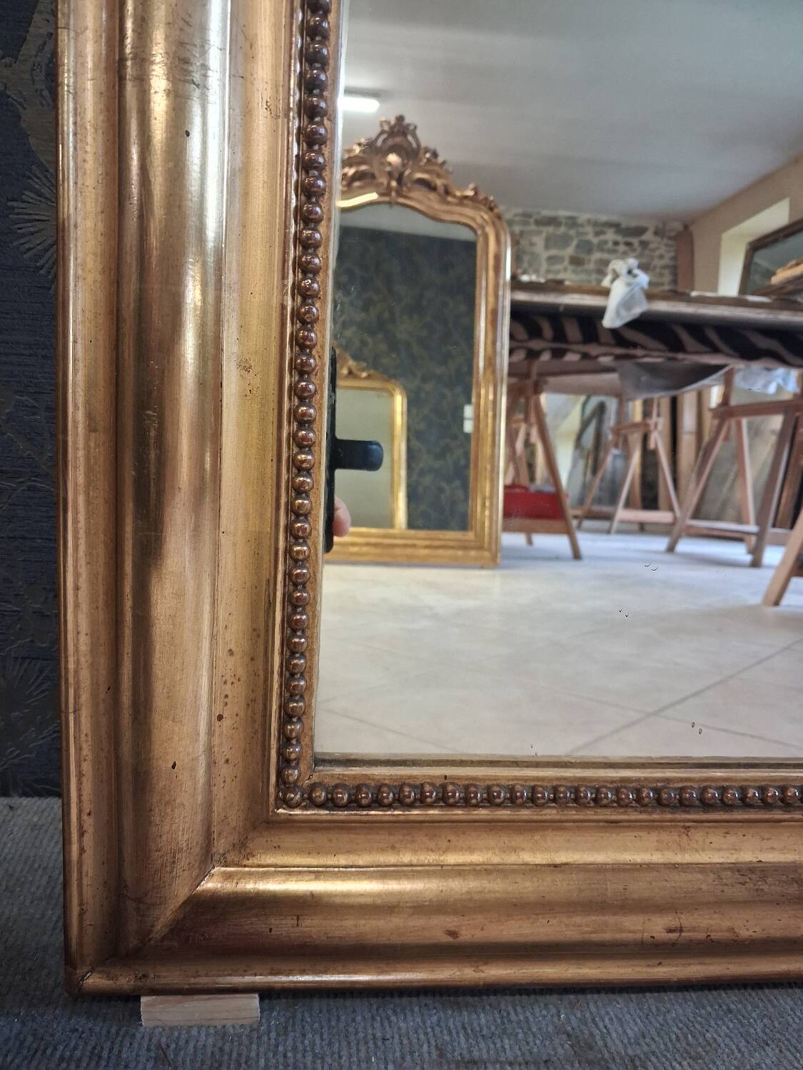 Louis Philippe mirror with pediment 154 x 98